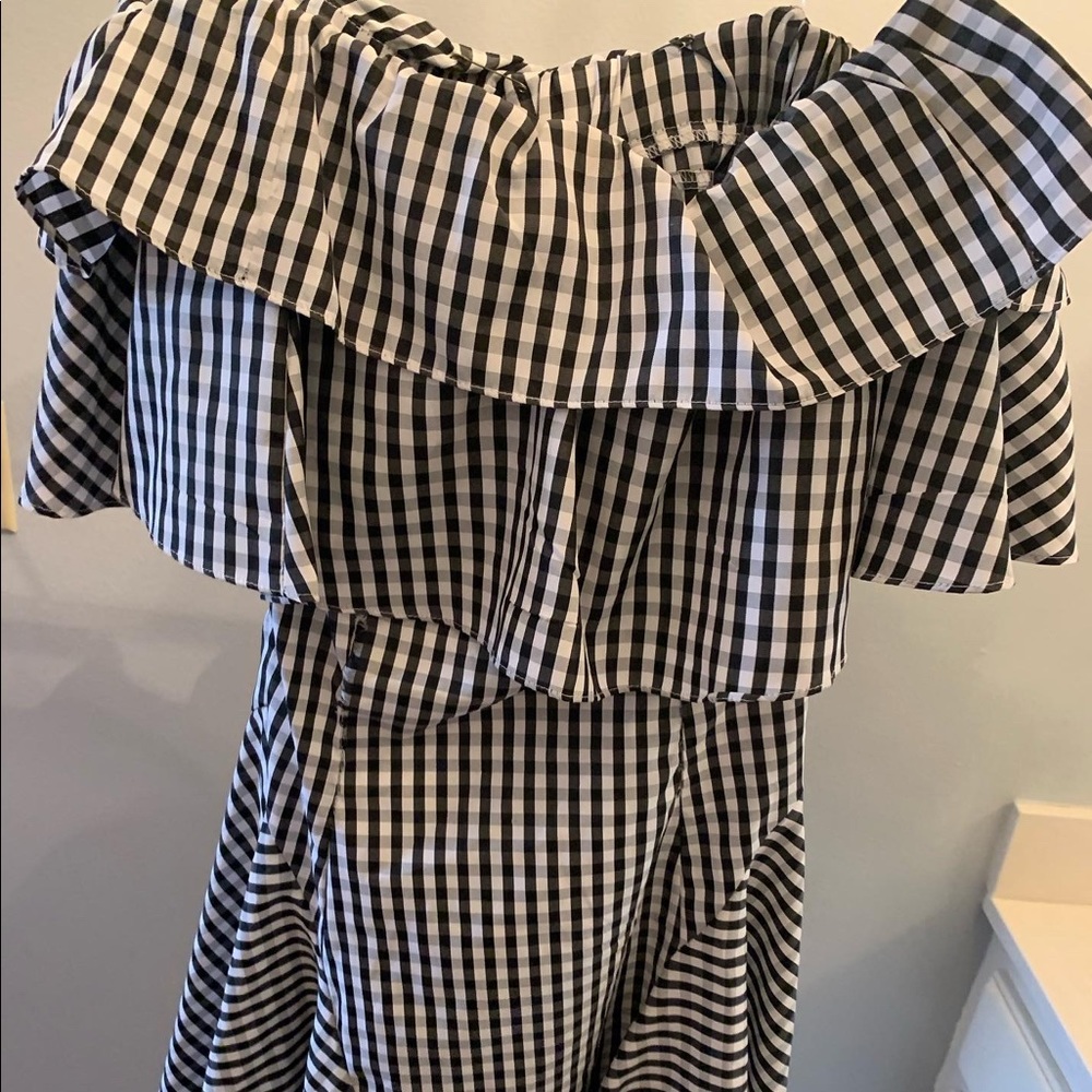 Precious b&w striped strapless cocktail dress